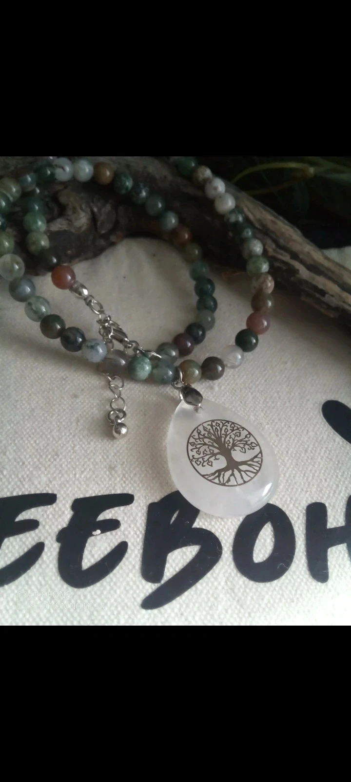 Collier agate indienne et pierre de cristal de quartz arbre de vie – photo 3